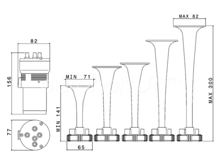 Measurements air horns cucaracha