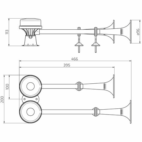 Dubbele Scheepshoorn 12v